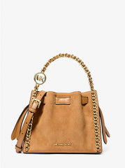 Michael Kors Mina Small Suede Logo Chain Crossbody Bag