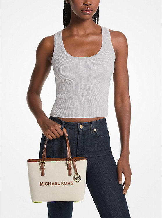 Michael Kors Jet Set Travel Extra-Small Canvas Top-Zip Tote Bag