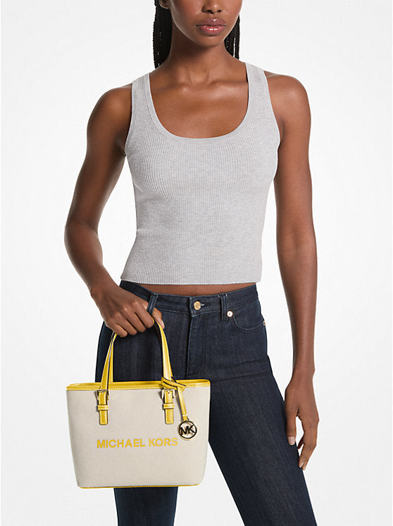 Michael Kors Jet Set Travel Extra-Small Canvas Top-Zip Tote Bag