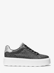 Michael Kors Romey Metallic Two-Tone Signature Logo Black Platform Sneaker