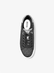 Michael Kors Romey Metallic Two-Tone Signature Logo Black Platform Sneaker